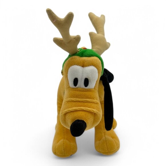 Disney Pluto Reindeer Plush Christmas Holiday Antlers & Bells 8" Collectible - Picture 9 of 12